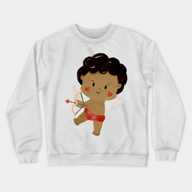 Cute Brown Valentines day Angel Cupid Crewneck Sweatshirt by MutchiDesign
